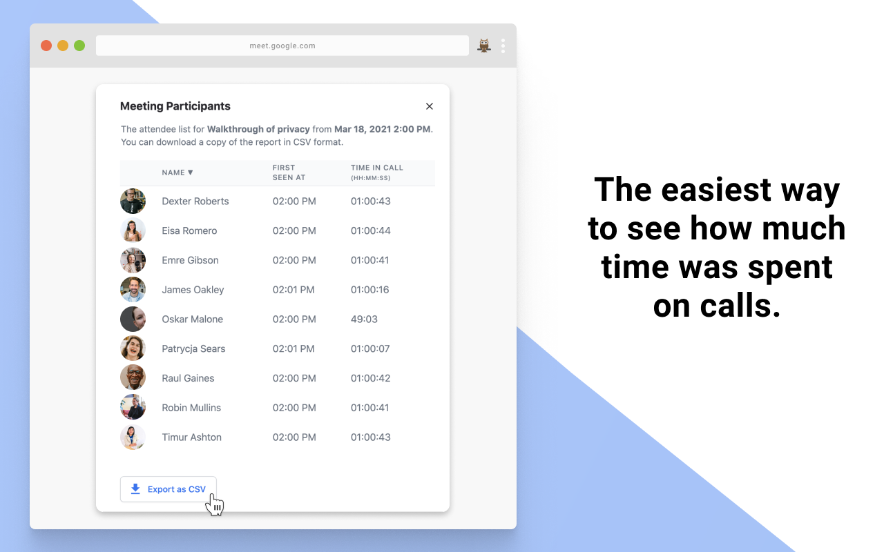 Google Meet Attendance List chrome谷歌浏览器插件_扩展第2张截图
