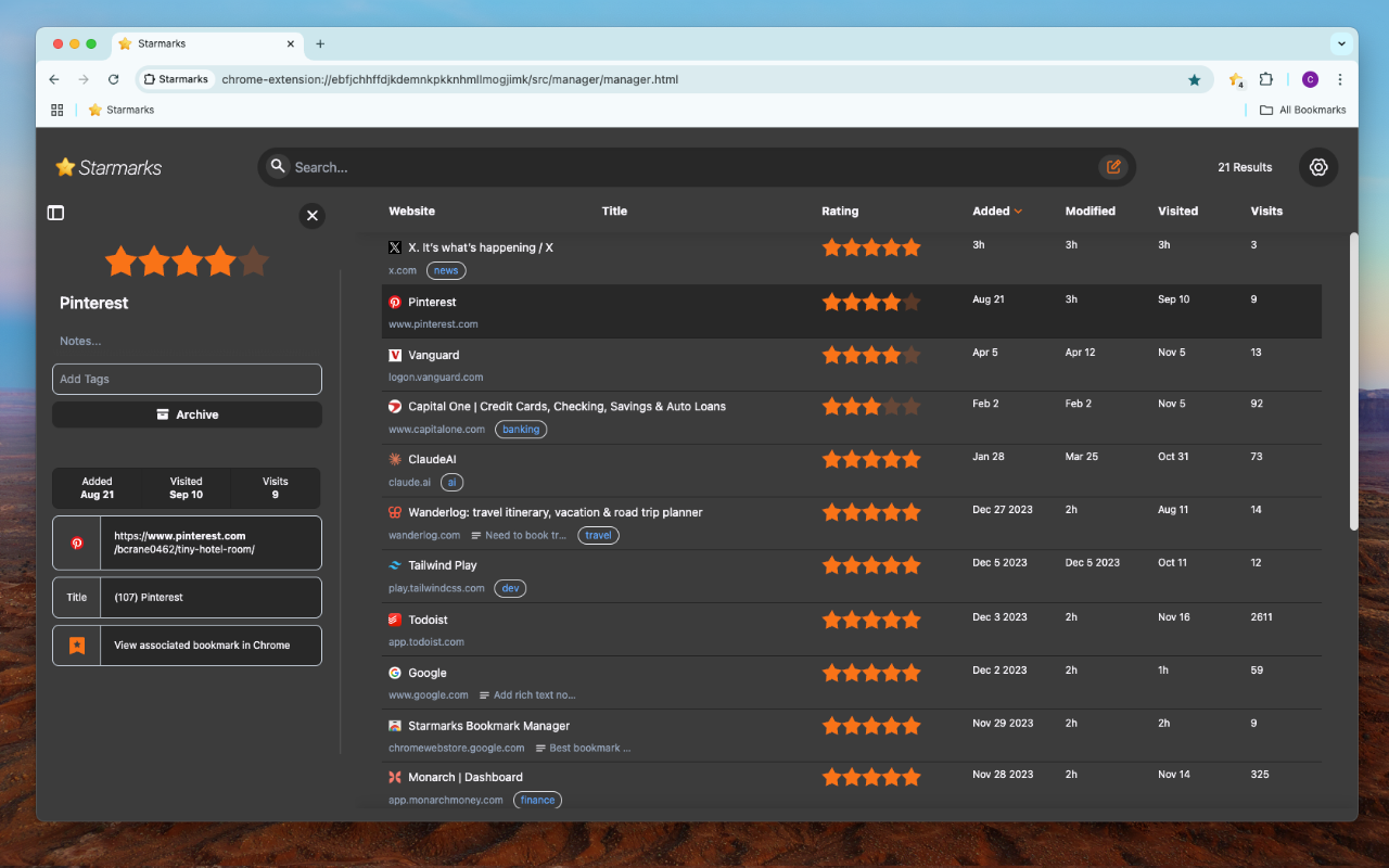 Starmarks Bookmark Manager chrome谷歌浏览器插件_扩展第3张截图