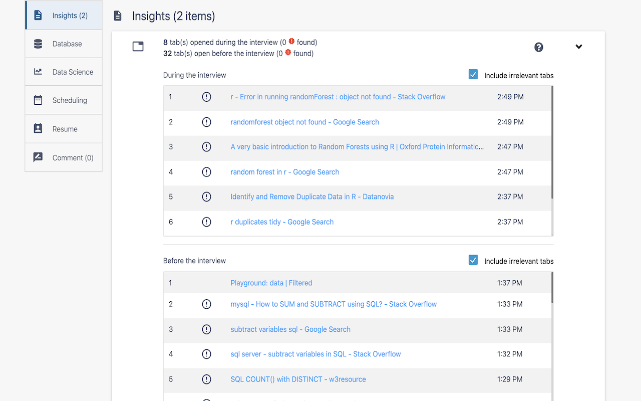 Filtered Interview Tool chrome谷歌浏览器插件_扩展第1张截图