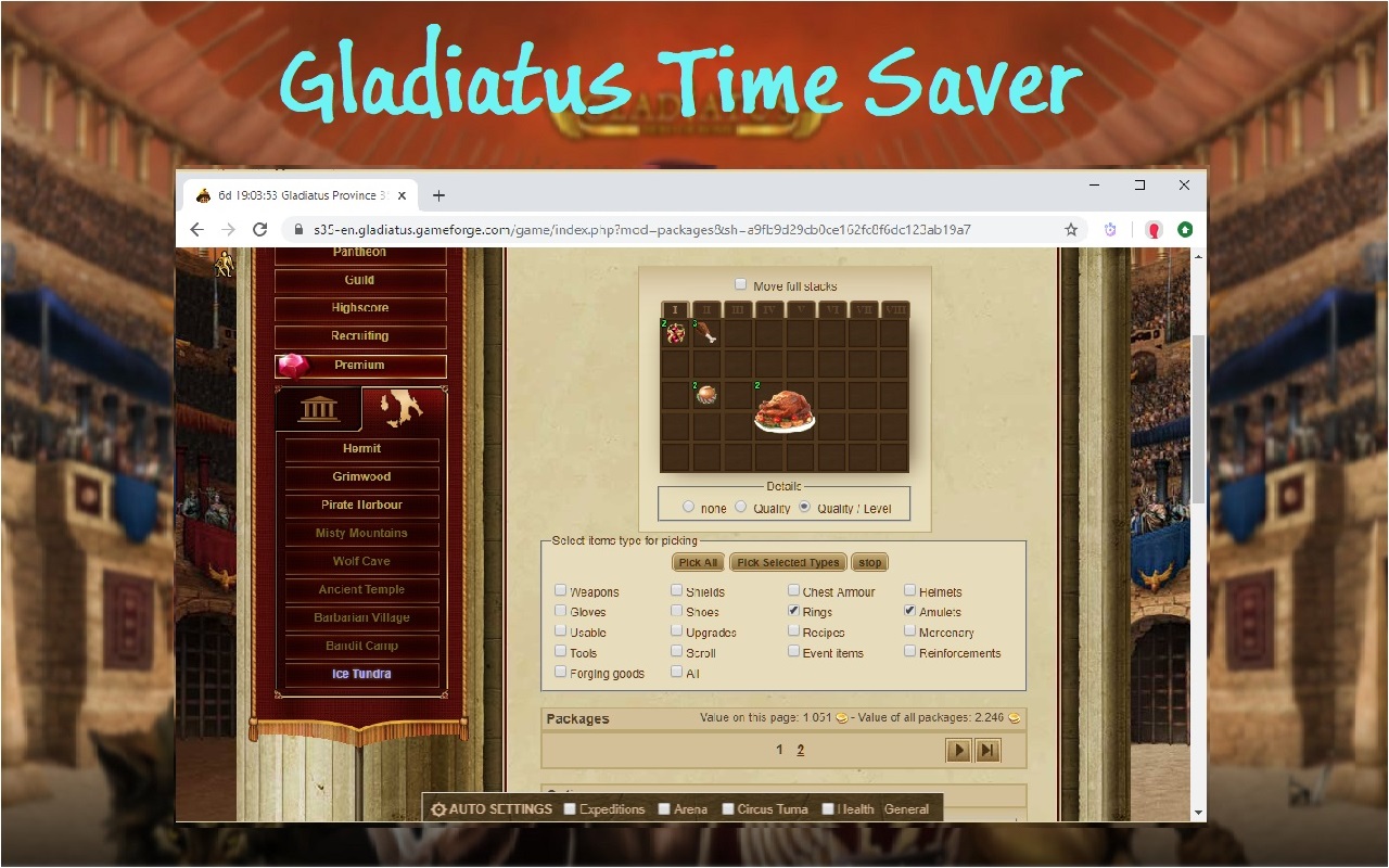 Gladiatus Time Saver (Gladiatus Bot) chrome谷歌浏览器插件_扩展第1张截图