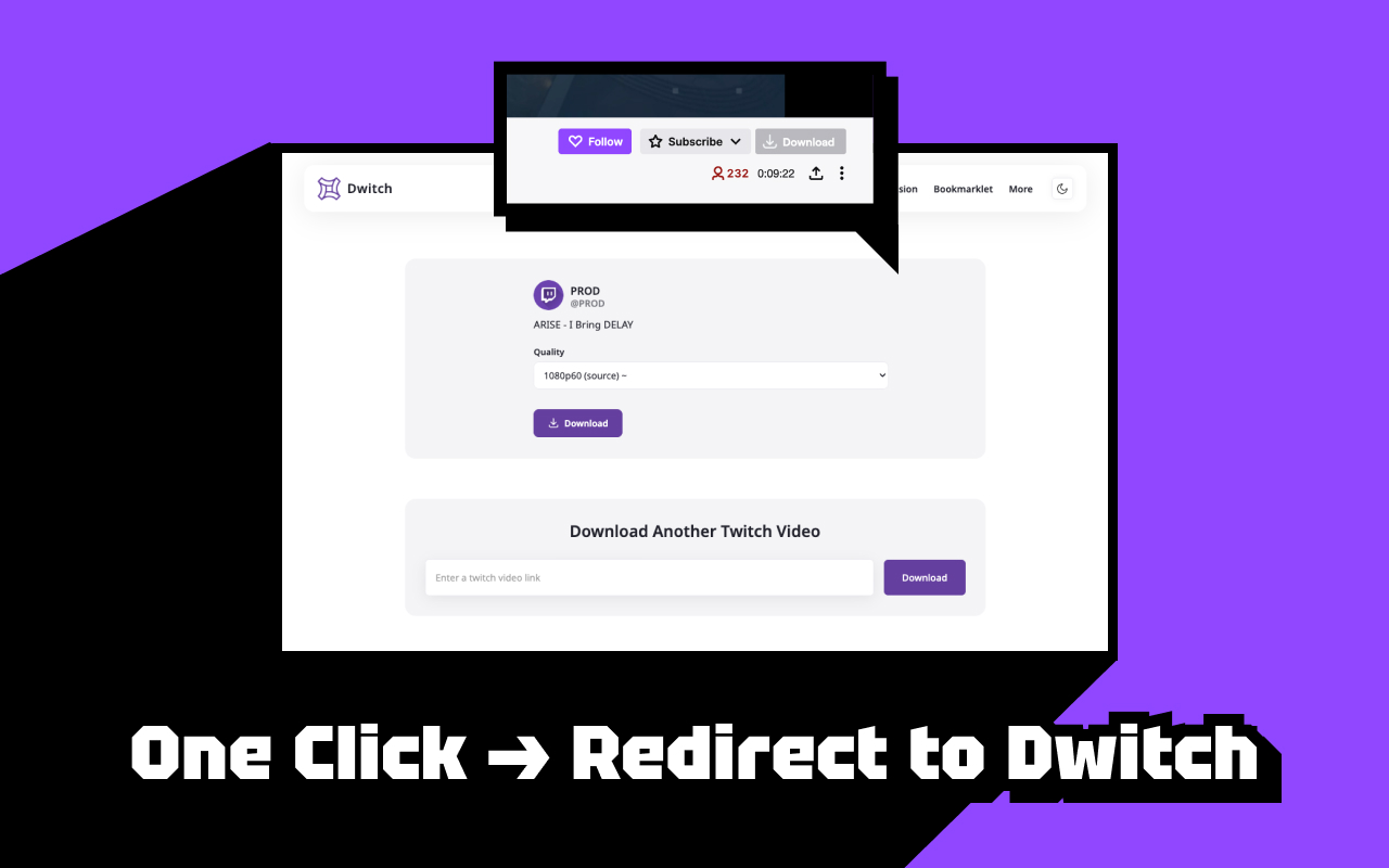 Twitch VOD Downloader - Dwitch chrome谷歌浏览器插件_扩展第2张截图