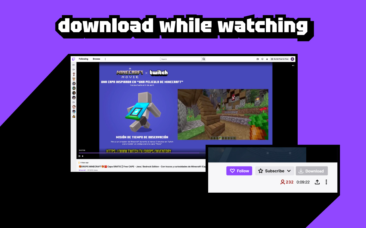 Twitch VOD Downloader - Dwitch chrome谷歌浏览器插件_扩展第3张截图