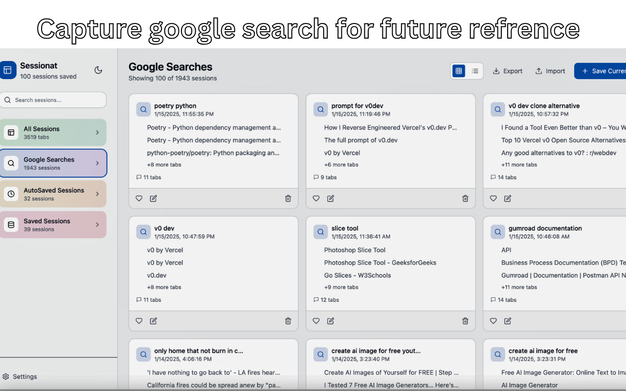 Sessionat - Save Tabs for later chrome谷歌浏览器插件_扩展第2张截图