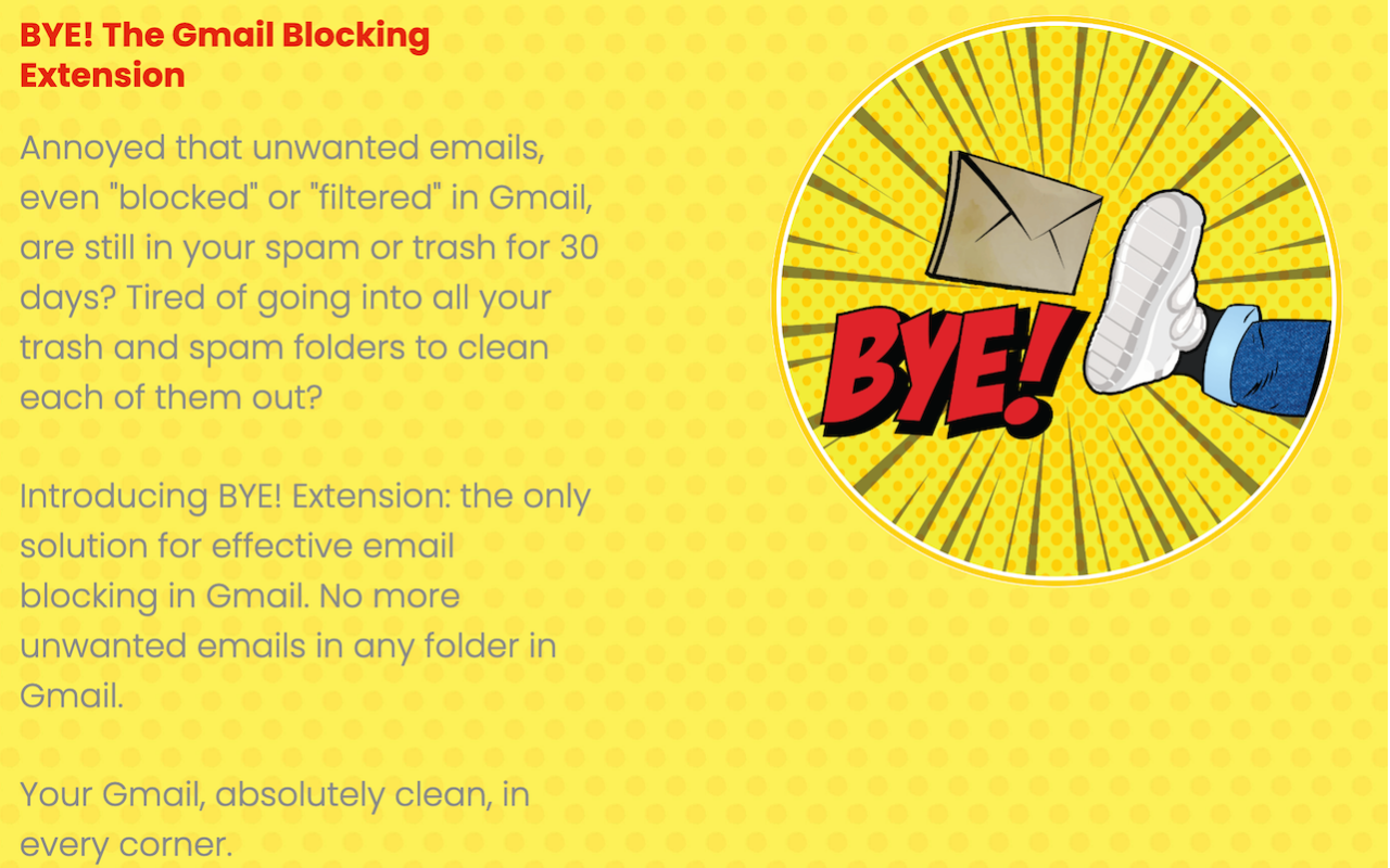 BYE! Gmail Extension chrome谷歌浏览器插件_扩展第4张截图
