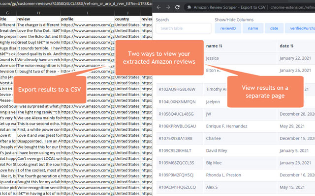 Amazon Review Scraper - Export to CSV chrome谷歌浏览器插件_扩展第3张截图