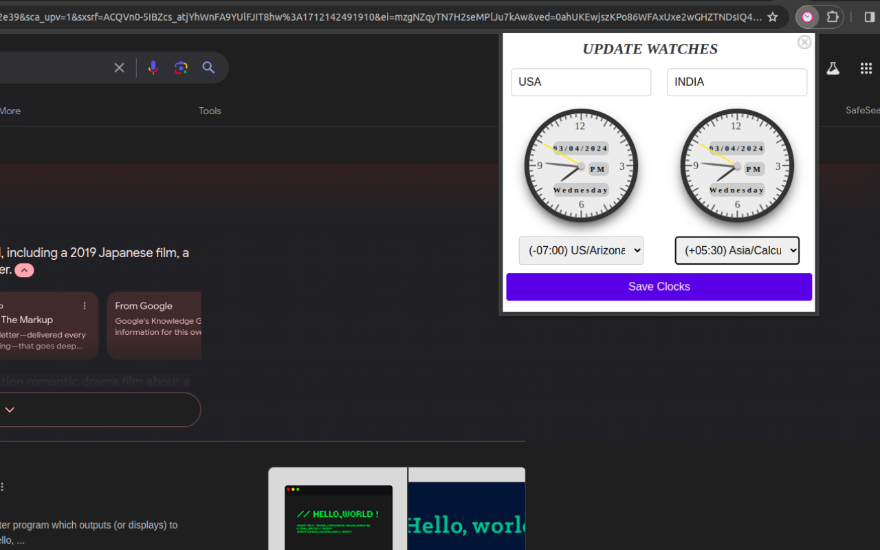 Dual Watch : World Clock Extension For Chrome chrome谷歌浏览器插件_扩展第1张截图