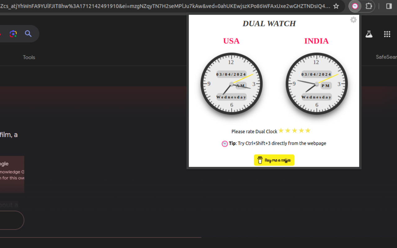 Dual Watch : World Clock Extension For Chrome chrome谷歌浏览器插件_扩展第2张截图