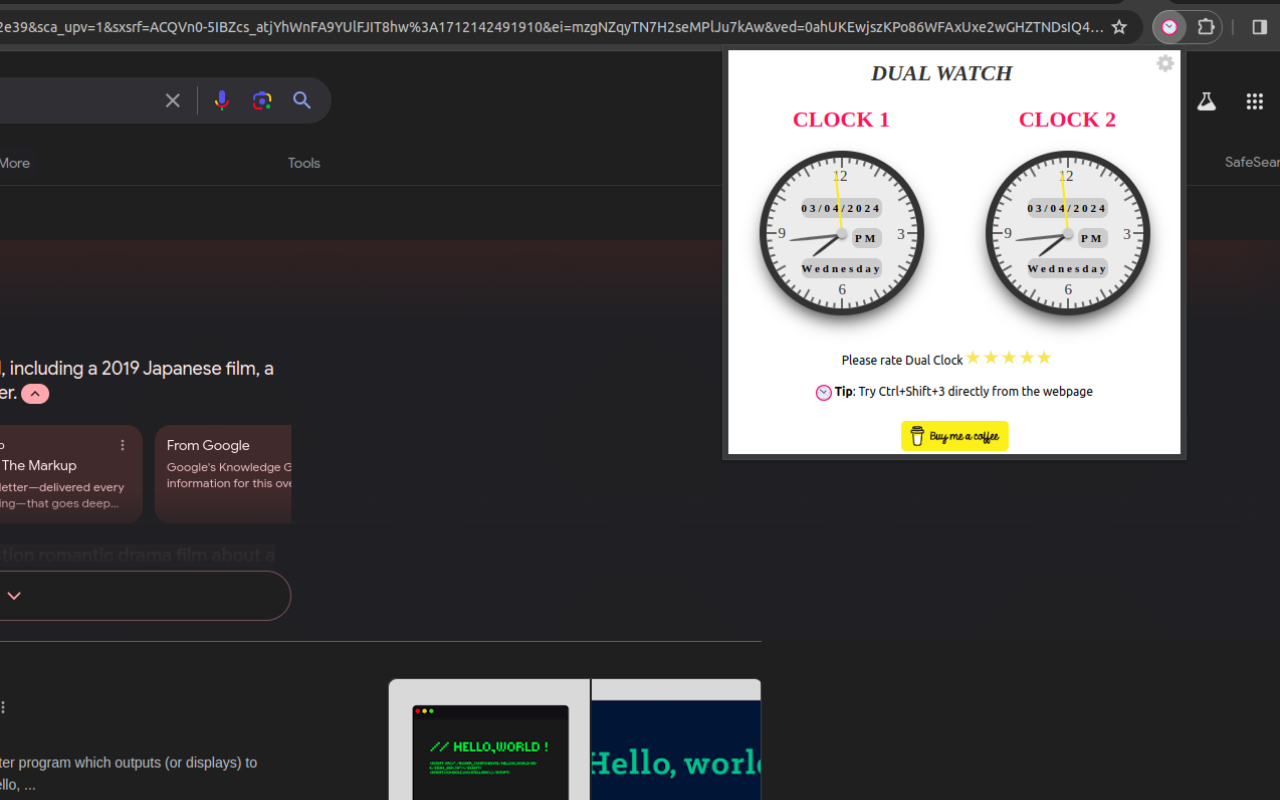 Dual Watch : World Clock Extension For Chrome chrome谷歌浏览器插件_扩展第3张截图