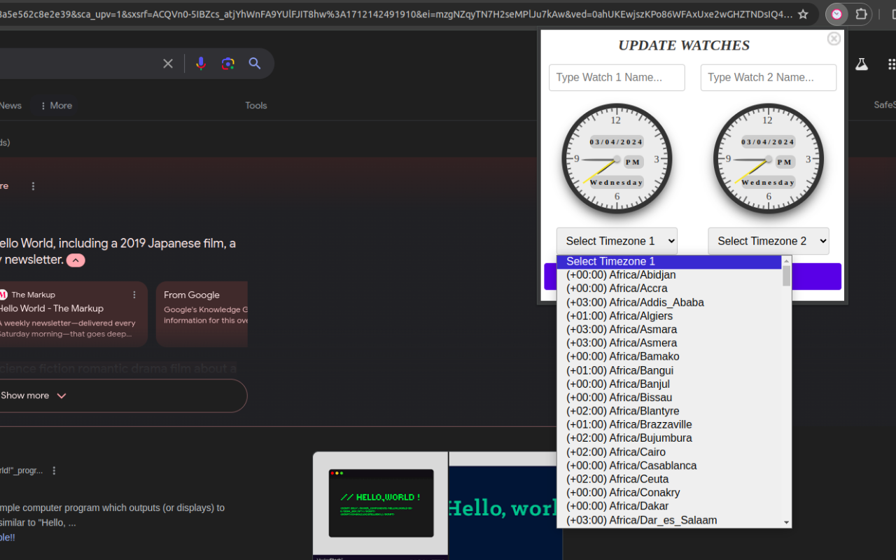 Dual Watch : World Clock Extension For Chrome chrome谷歌浏览器插件_扩展第4张截图