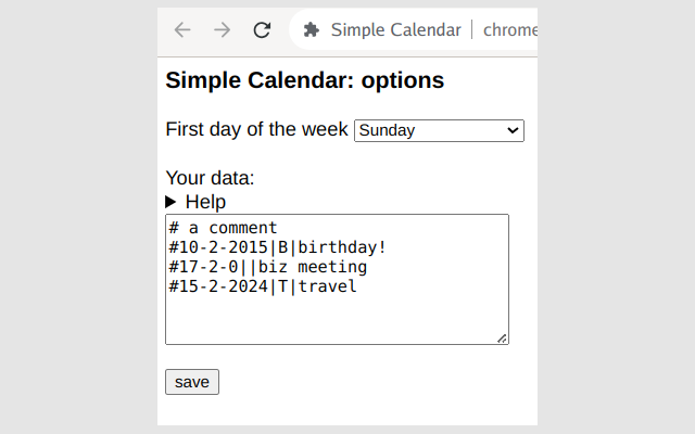 Simple Calendar chrome谷歌浏览器插件_扩展第1张截图