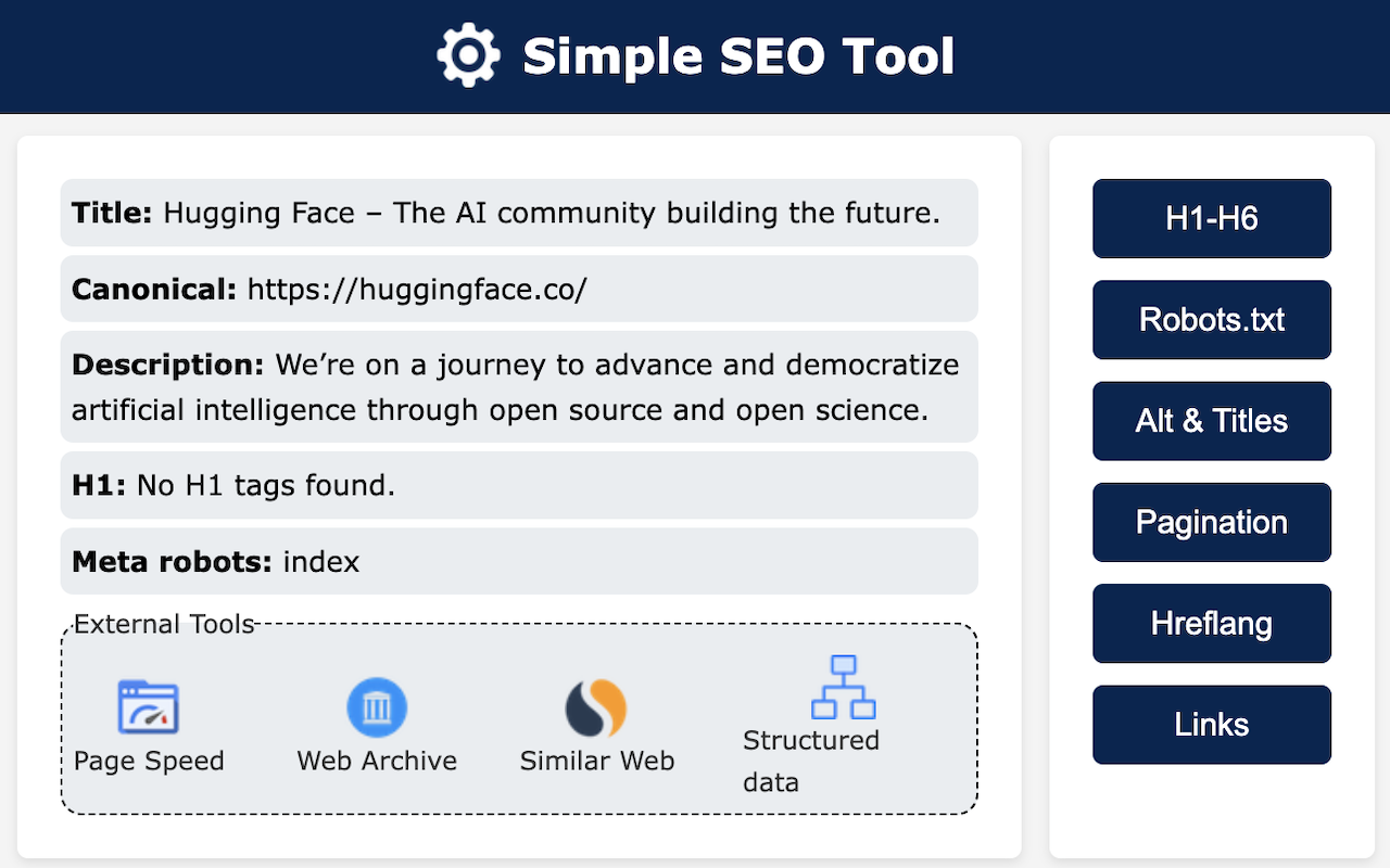 Simple SEO Tool chrome谷歌浏览器插件_扩展第2张截图