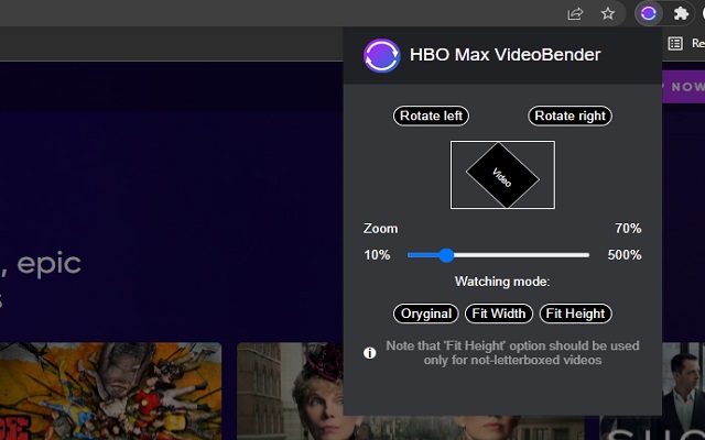 HBOMax Video Bender: rotate and zoom video chrome谷歌浏览器插件_扩展第2张截图