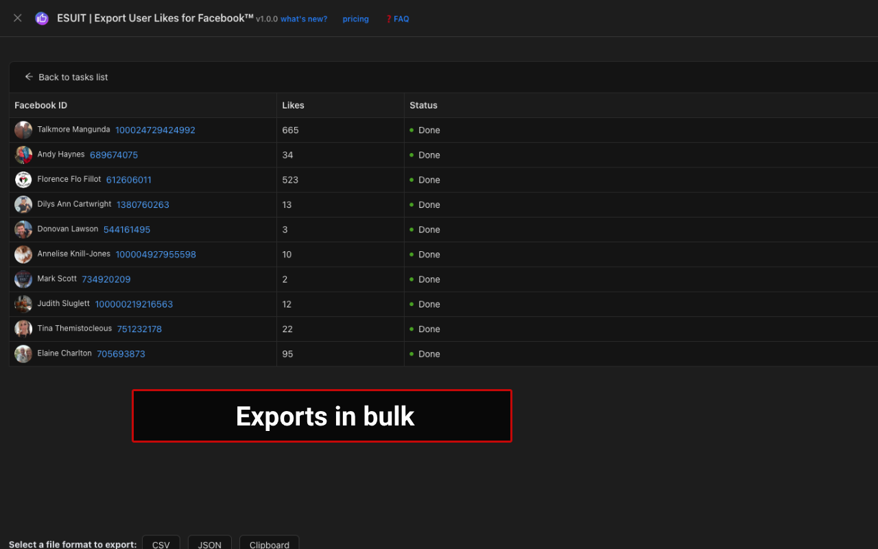 ESUIT | Export User Likes for Facebook™ chrome谷歌浏览器插件_扩展第3张截图