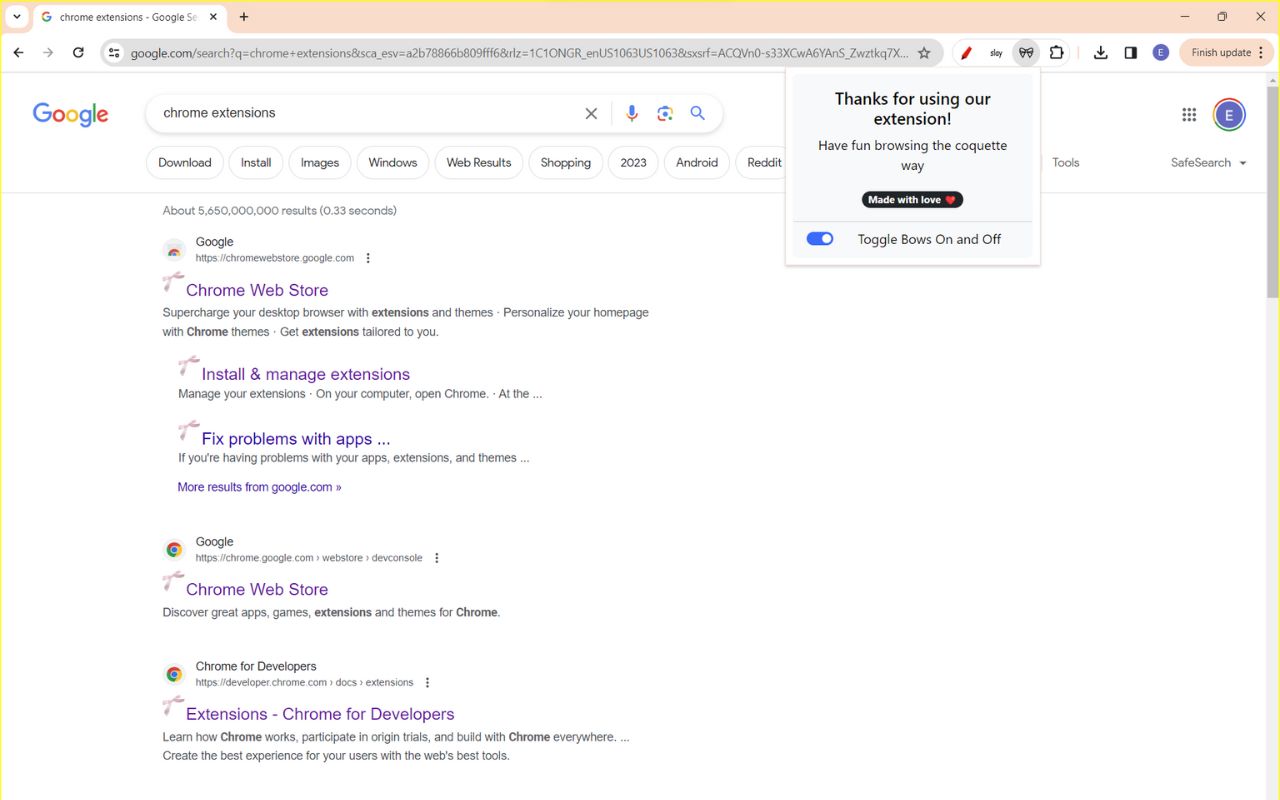 Coquette Bows Extension chrome谷歌浏览器插件_扩展第2张截图