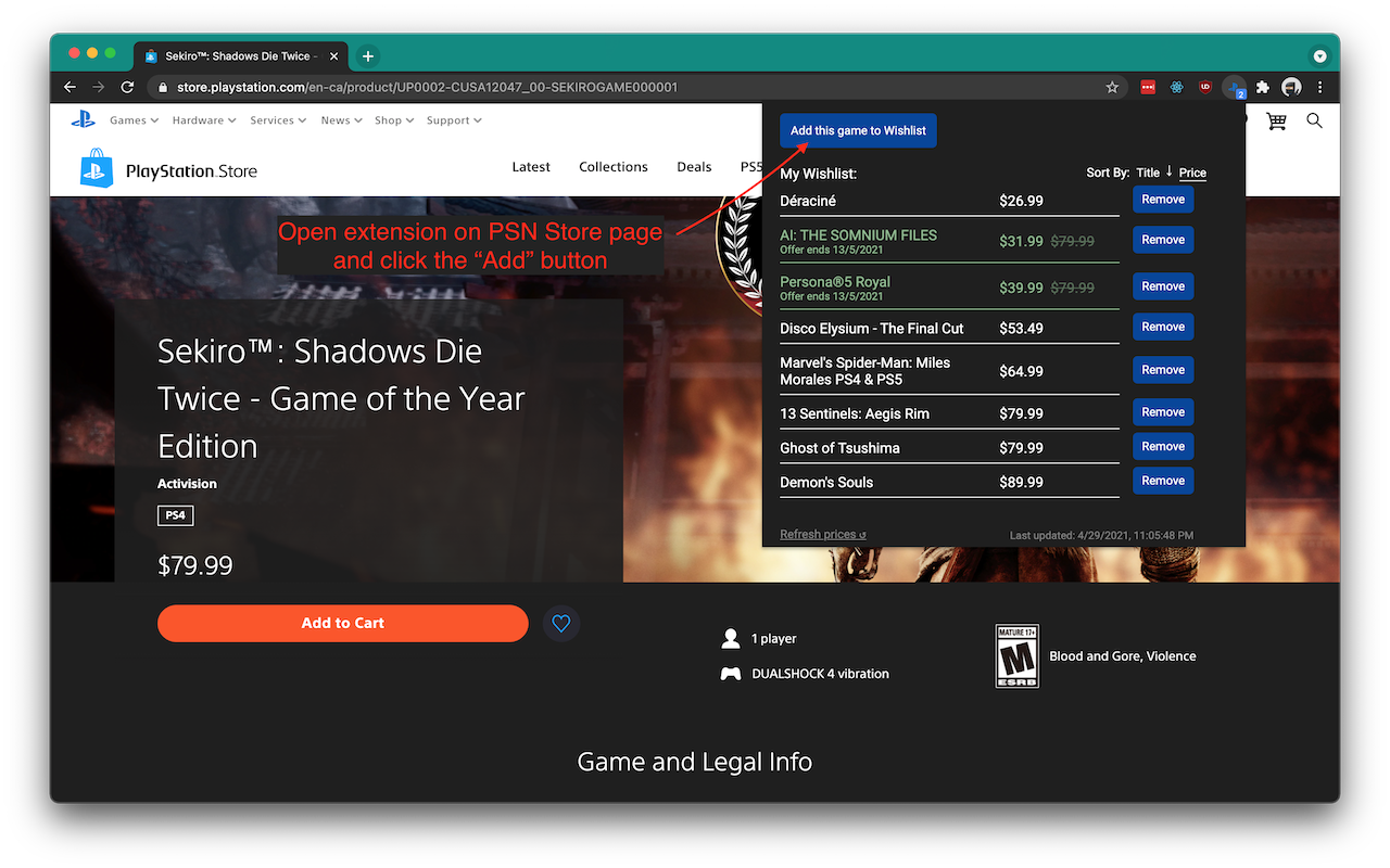PlayStation Store Wishlist chrome谷歌浏览器插件_扩展第2张截图