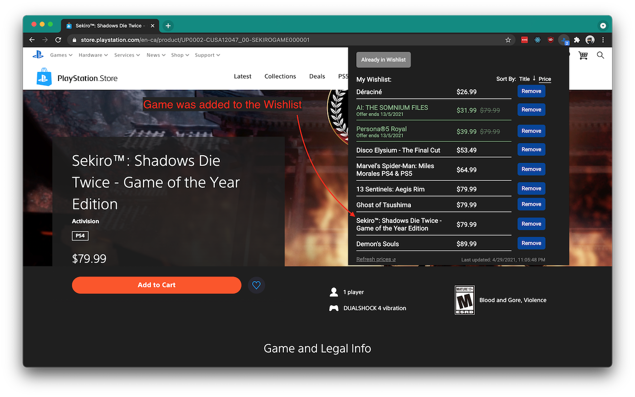 PlayStation Store Wishlist chrome谷歌浏览器插件_扩展第3张截图