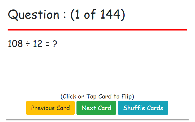 Flash Cards : Division Facts chrome谷歌浏览器插件_扩展第1张截图