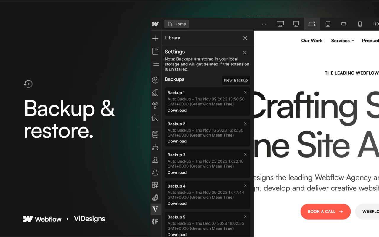 ViDesigns Extension for Webflow chrome谷歌浏览器插件_扩展第1张截图