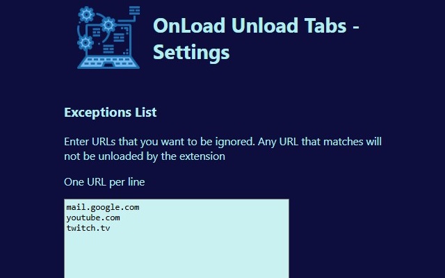 OnLoad Unload Tabs chrome谷歌浏览器插件_扩展第2张截图