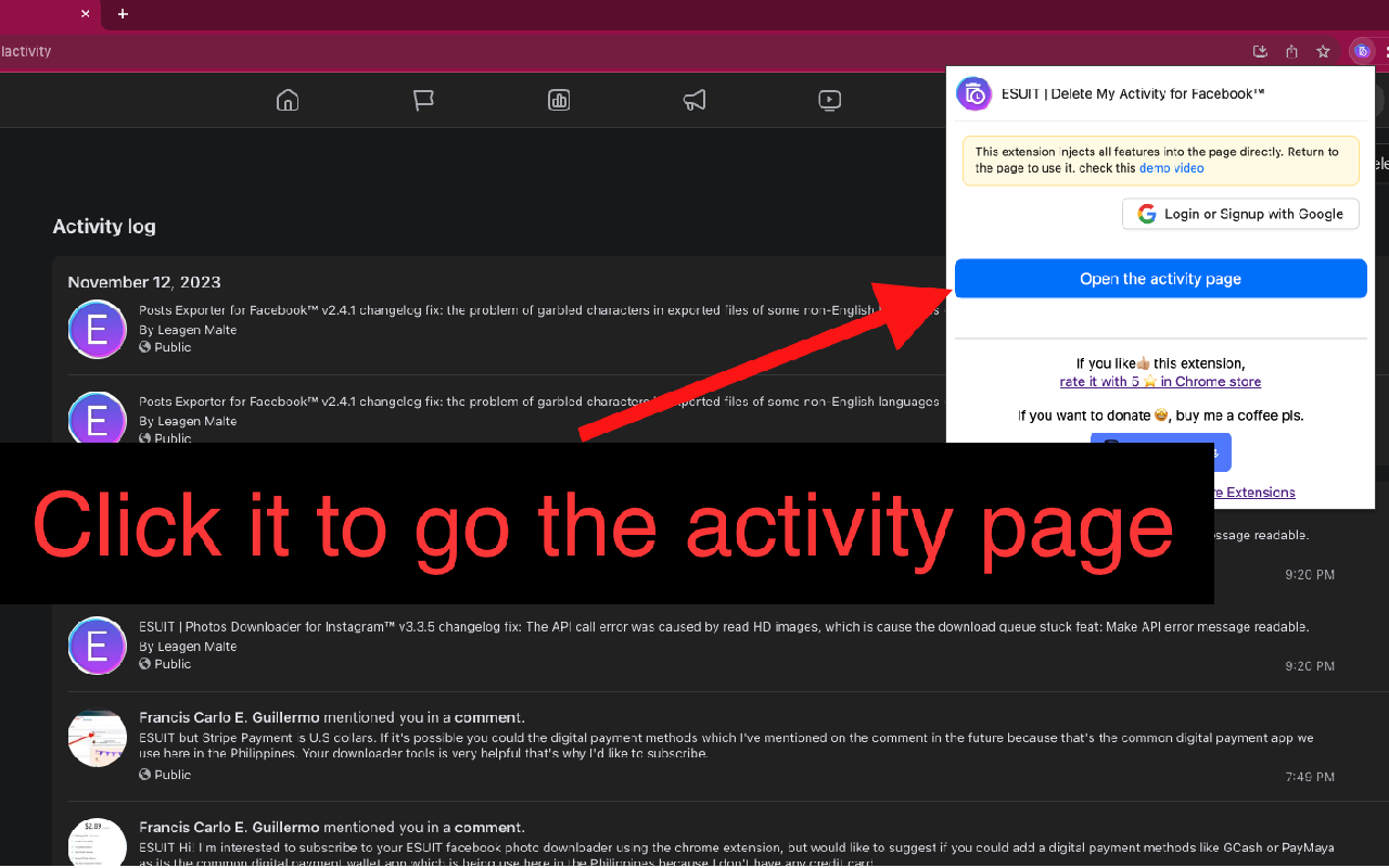 ESUIT | Delete My Activity for Facebook™ chrome谷歌浏览器插件_扩展第2张截图