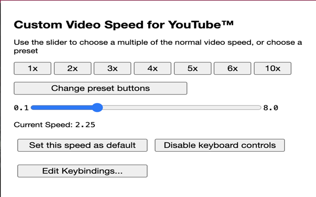 Custom Video Speed for YouTube™ chrome谷歌浏览器插件_扩展第2张截图