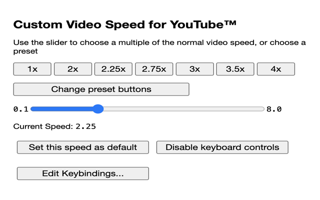 Custom Video Speed for YouTube™ chrome谷歌浏览器插件_扩展第4张截图
