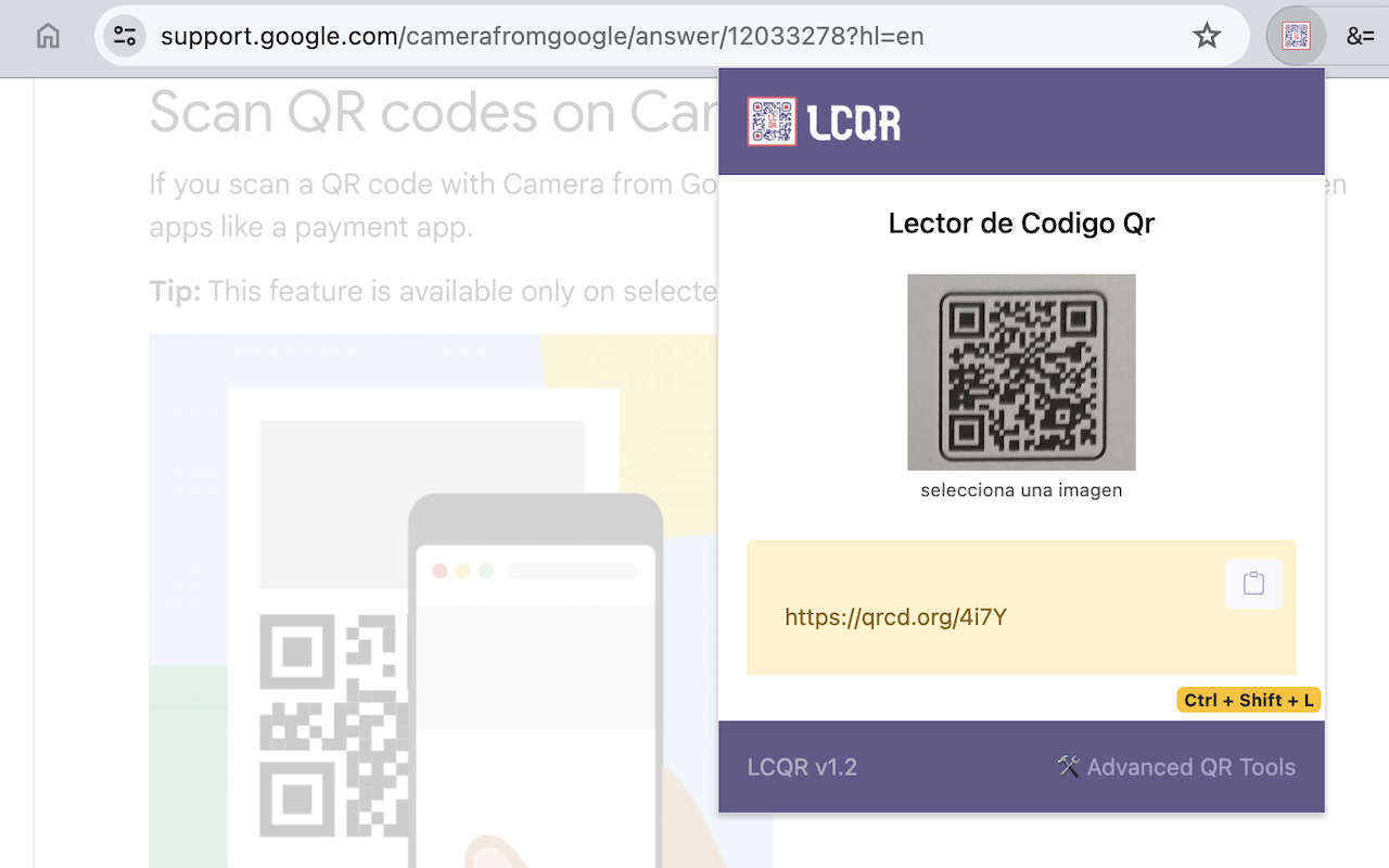 Lector Codigo Qr chrome谷歌浏览器插件_扩展第3张截图