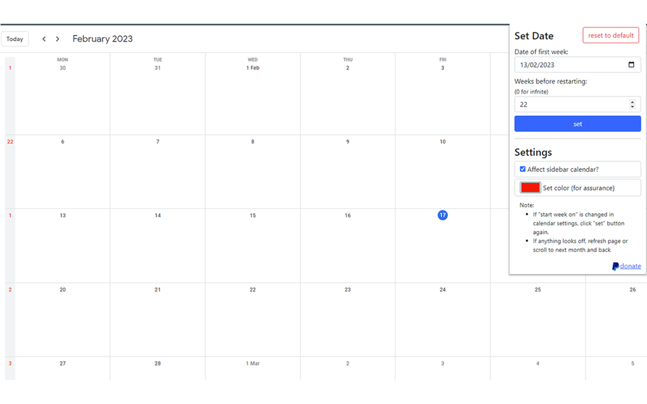 Custom Week Number - Google Calendar chrome谷歌浏览器插件_扩展第1张截图
