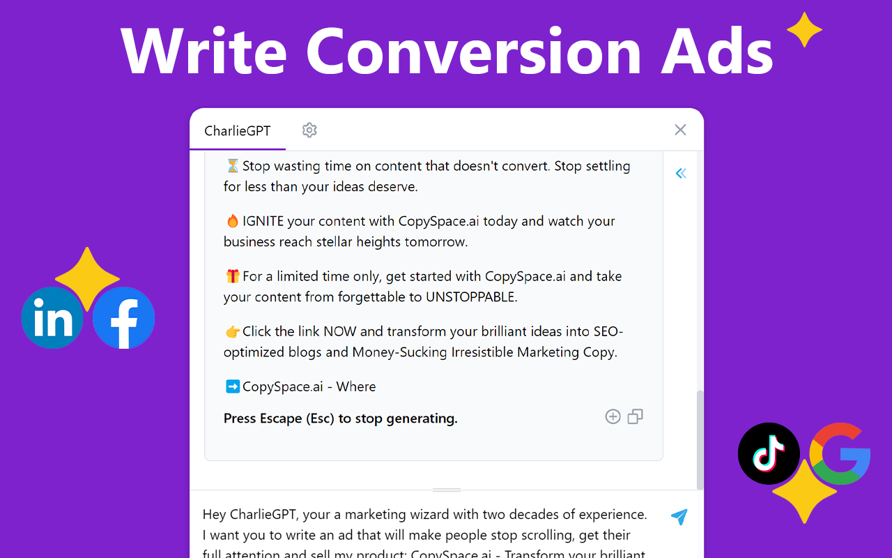 CharlieGPT chrome谷歌浏览器插件_扩展第1张截图