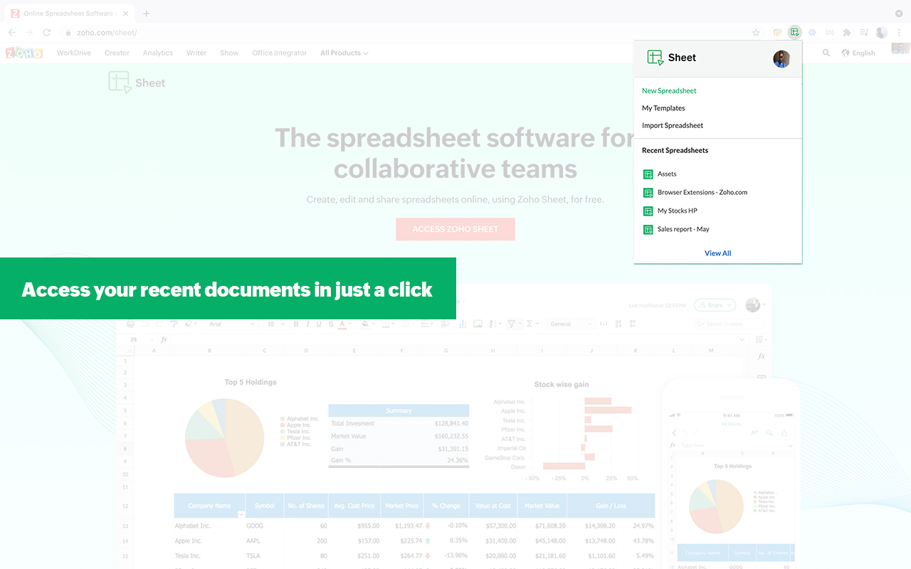 Zoho Sheet - Extension & Web Clipper chrome谷歌浏览器插件_扩展第1张截图