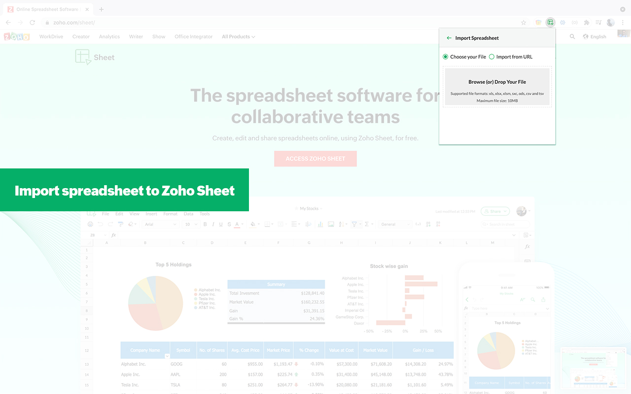 Zoho Sheet - Extension & Web Clipper chrome谷歌浏览器插件_扩展第2张截图