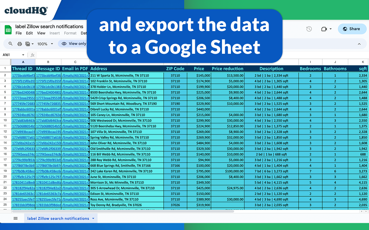 Export Emails to Sheets by cloudHQ chrome谷歌浏览器插件_扩展第2张截图
