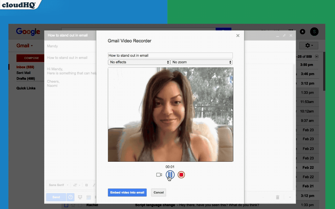 Video Email for Gmail™ by cloudHQ chrome谷歌浏览器插件_扩展第3张截图