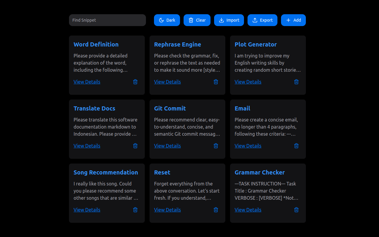 Ai Prompt Snippets chrome谷歌浏览器插件_扩展第4张截图