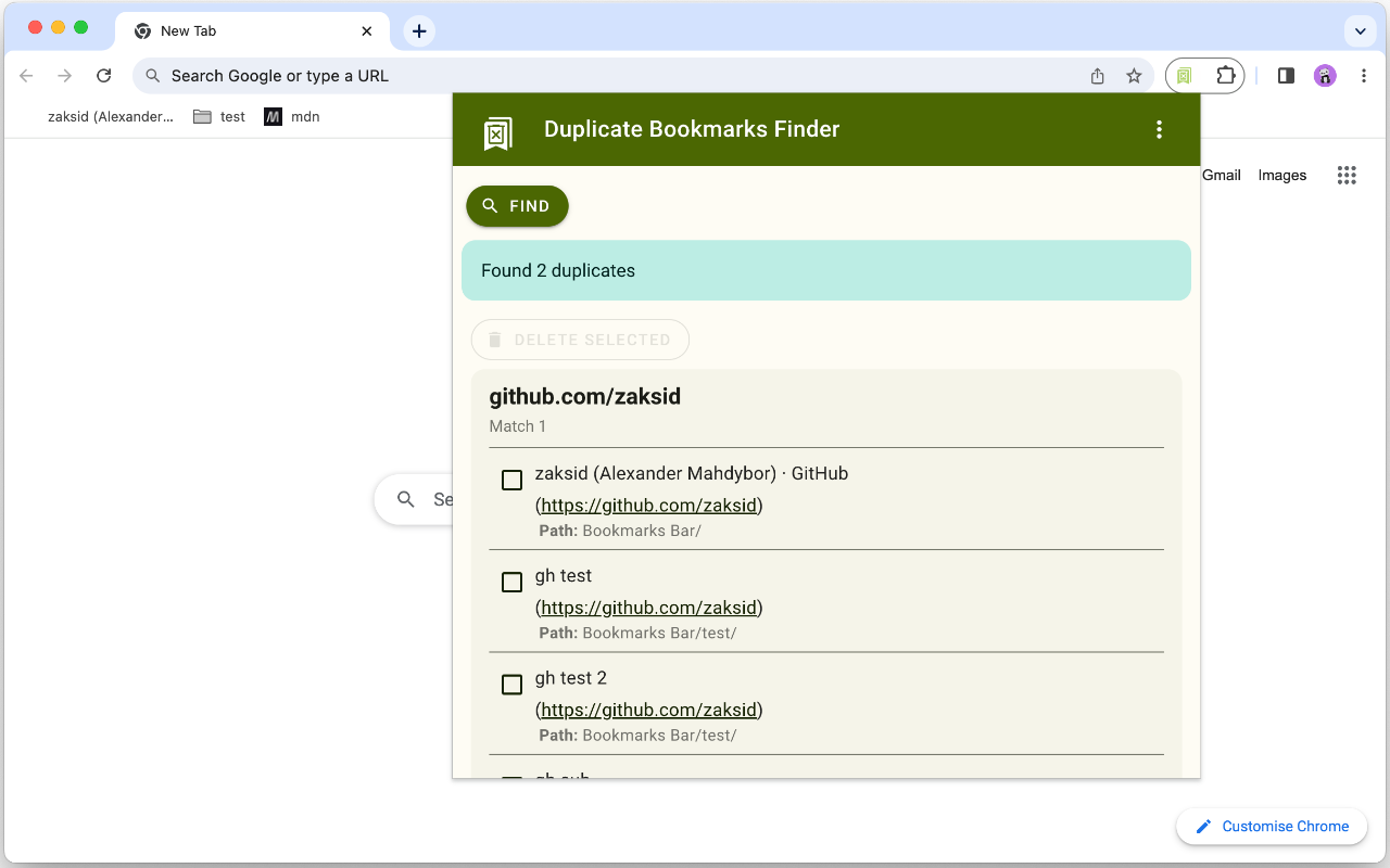 Duplicate Bookmarks Finder chrome谷歌浏览器插件_扩展第1张截图