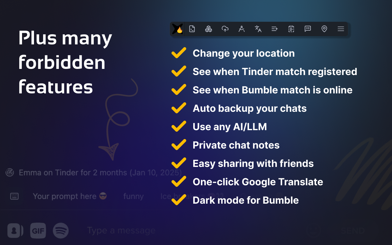 ChatGPT for Tinder & Bumble with extra features chrome谷歌浏览器插件_扩展第2张截图