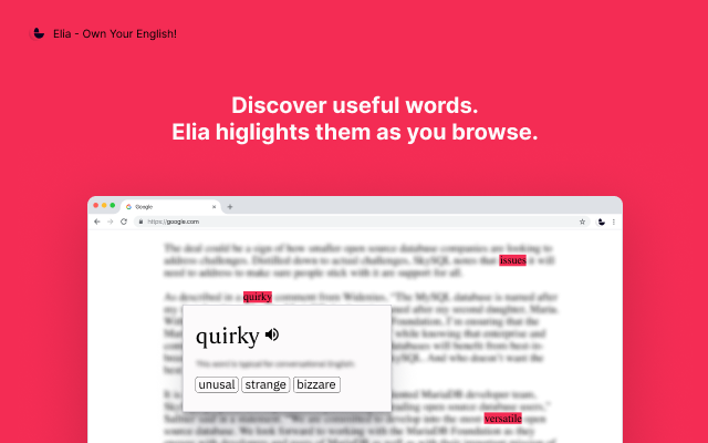 Elia – Own your English! chrome谷歌浏览器插件_扩展第1张截图