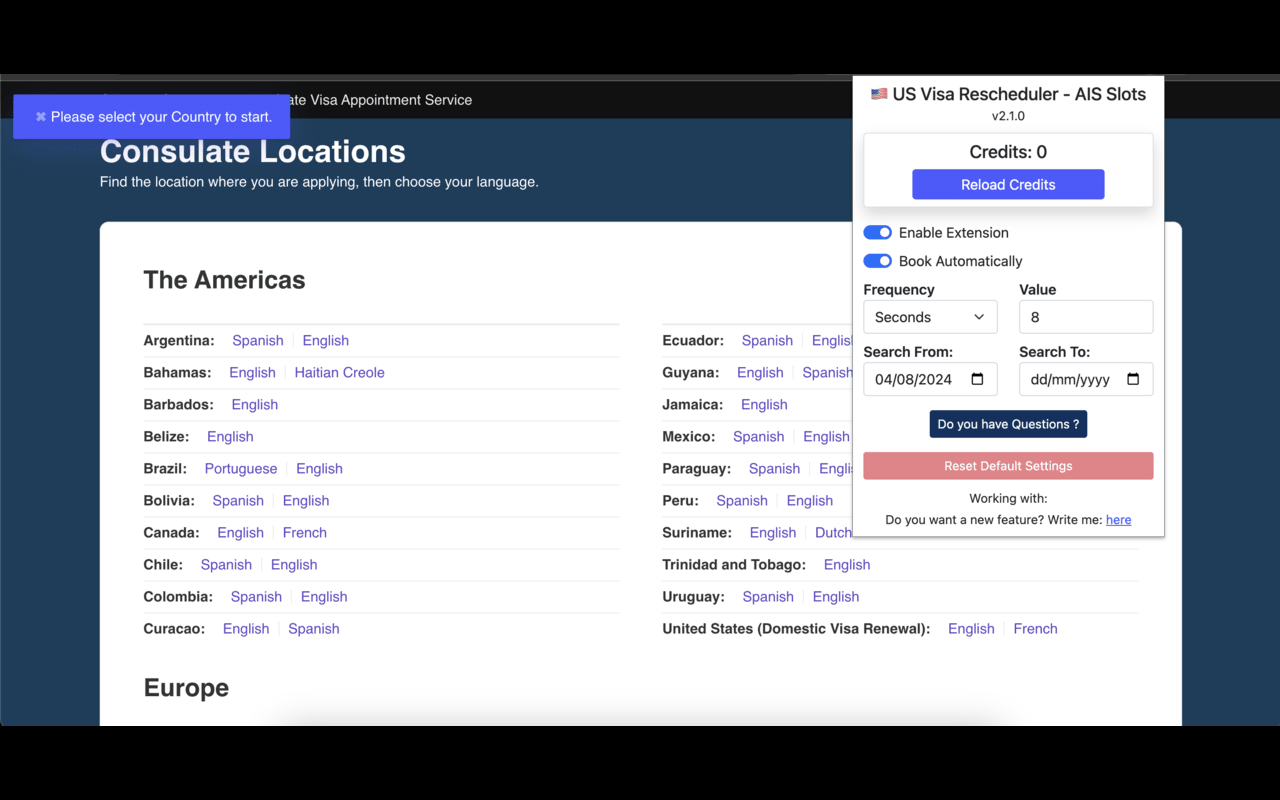 🇺🇸 US Visa Rescheduler - AIS Slots chrome谷歌浏览器插件_扩展第1张截图