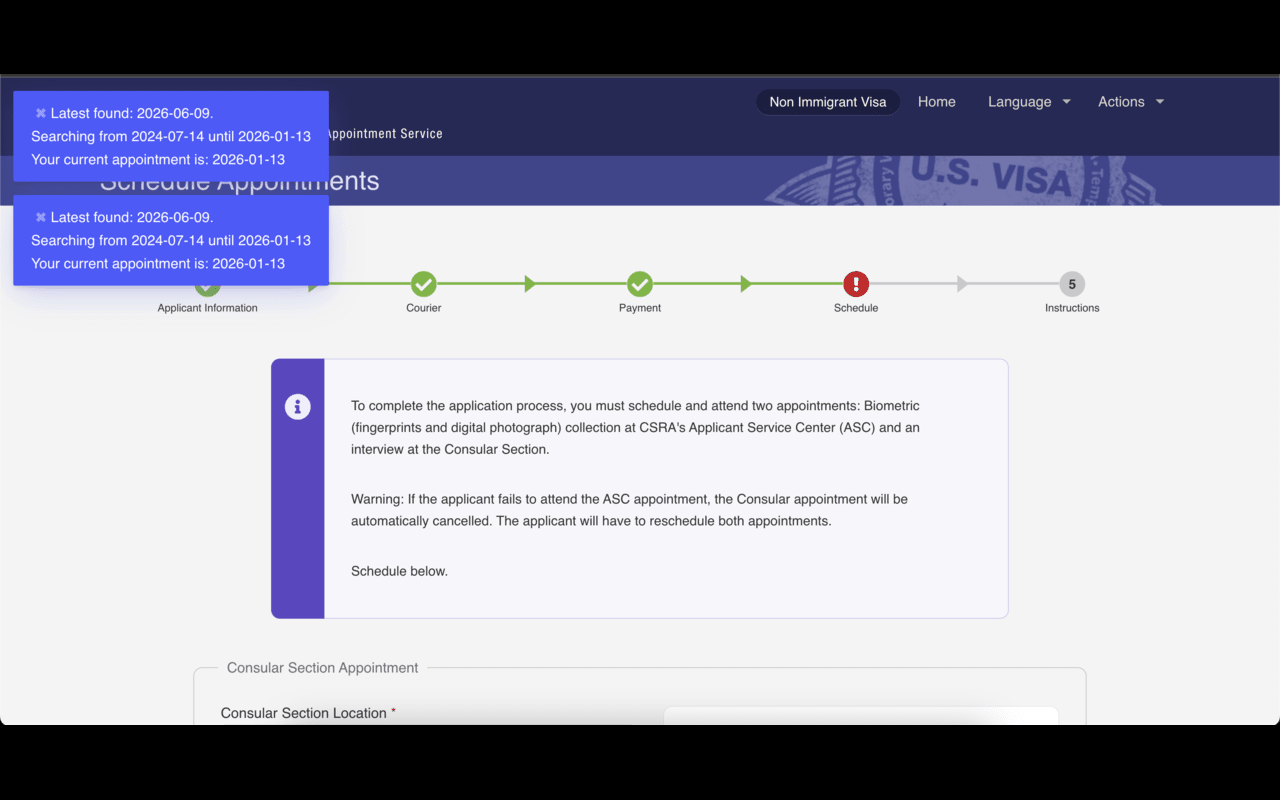 🇺🇸 US Visa Rescheduler - AIS Slots chrome谷歌浏览器插件_扩展第3张截图
