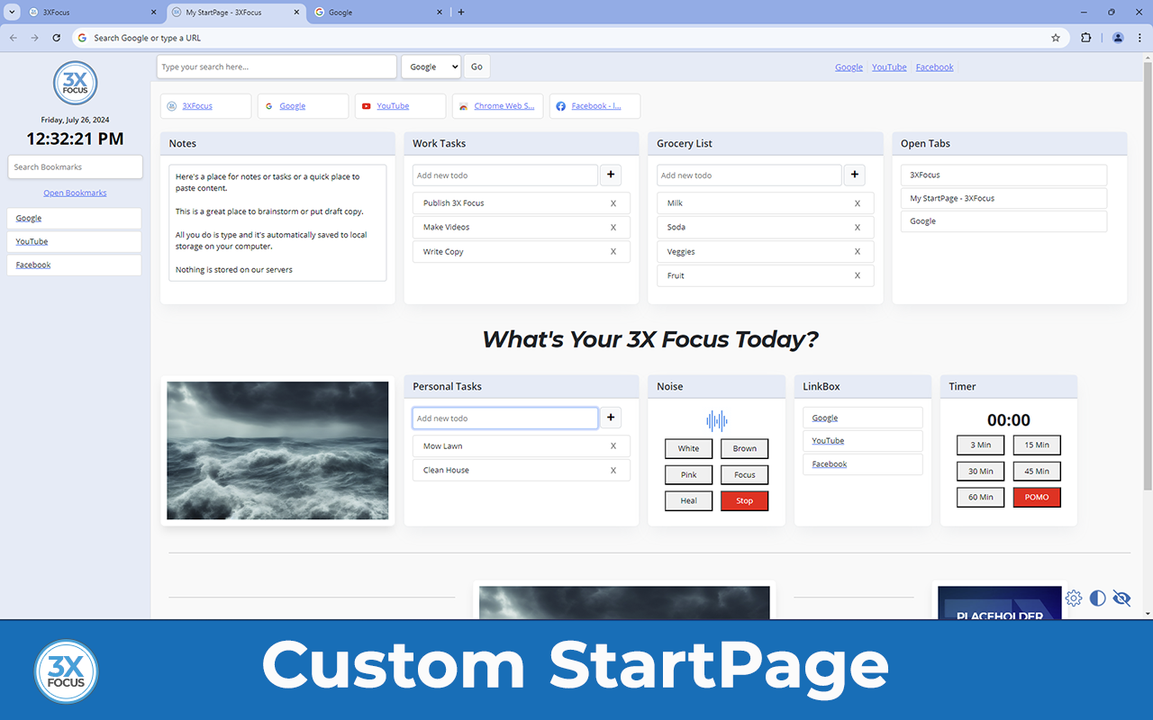 3XFocus - Custom StartPage & Dashboard chrome谷歌浏览器插件_扩展第3张截图
