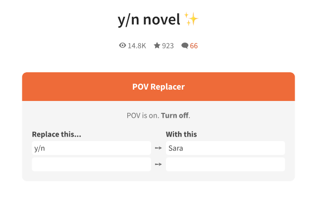 POV: Y/N Replacer for Wattpad and AO3 chrome谷歌浏览器插件_扩展第1张截图