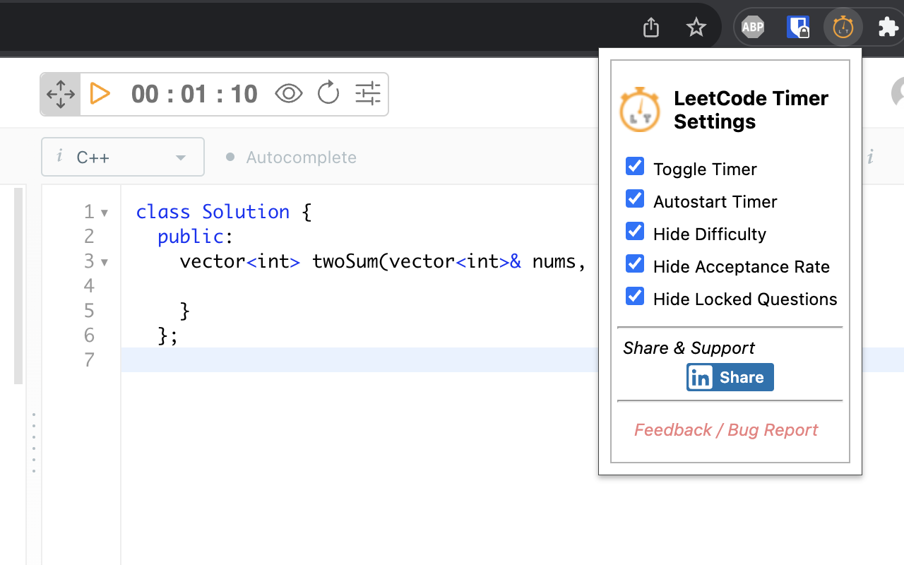 LeetCode Timer chrome谷歌浏览器插件_扩展第2张截图