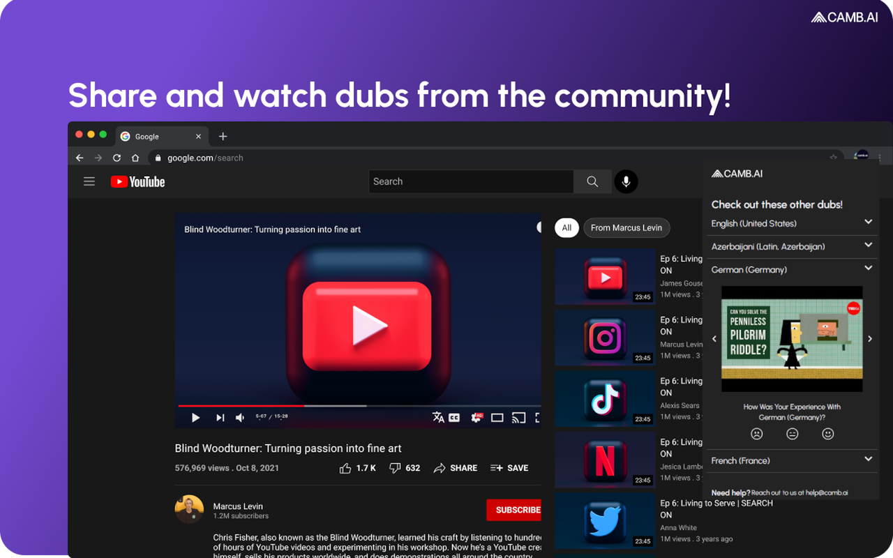 Dubsy - instant video dubbing for Youtube. chrome谷歌浏览器插件_扩展第2张截图