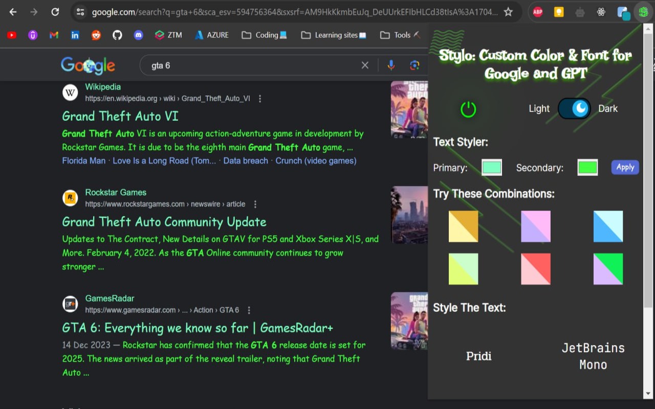Stylo: Custom Color & Font for Google and GPT chrome谷歌浏览器插件_扩展第3张截图