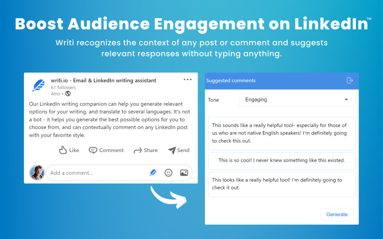 writi.io: GPT-4 Writing for LinkedIn chrome谷歌浏览器插件_扩展第2张截图