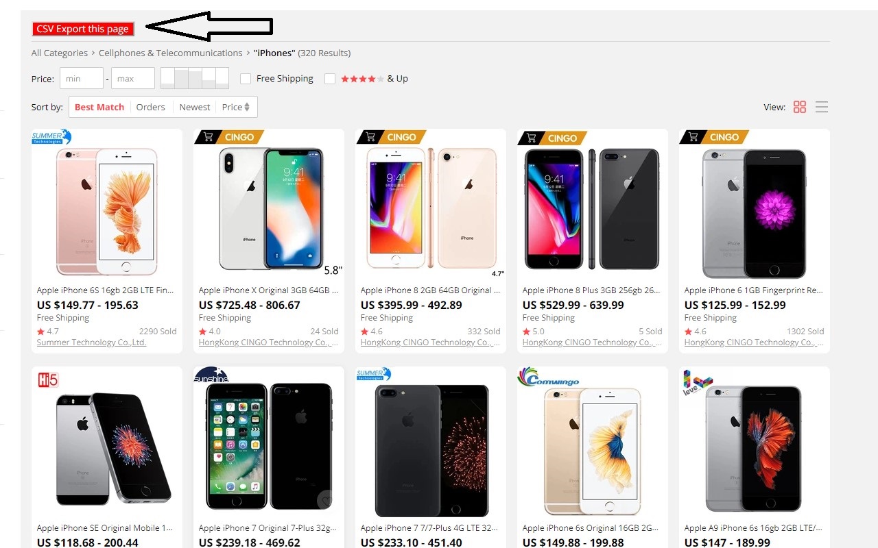 AliExpress CSV Export chrome谷歌浏览器插件_扩展第1张截图