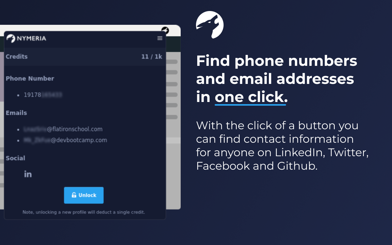 Phone and Email Finder by Nymeria chrome谷歌浏览器插件_扩展第2张截图