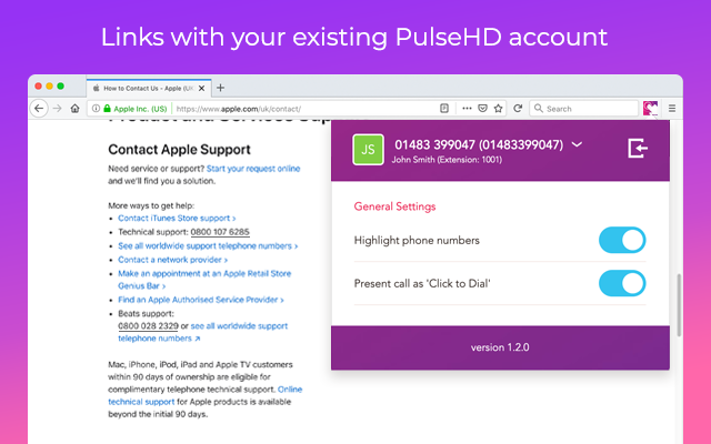 PulseHD Click to Dial chrome谷歌浏览器插件_扩展第3张截图