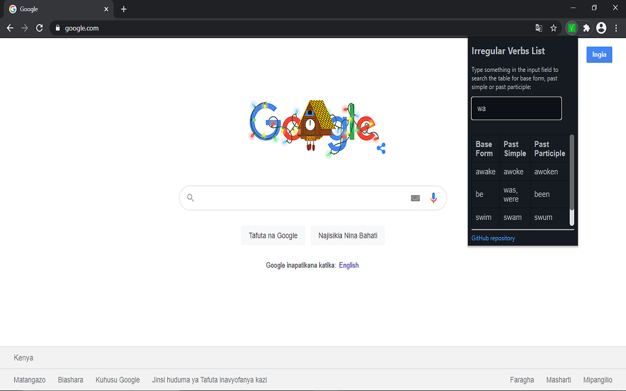 Irregular Verbs List chrome谷歌浏览器插件_扩展第1张截图