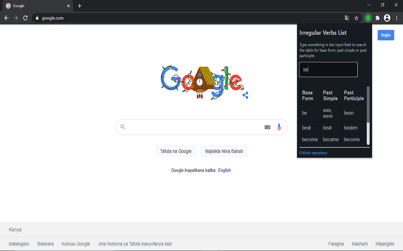 Irregular Verbs List chrome谷歌浏览器插件_扩展第2张截图